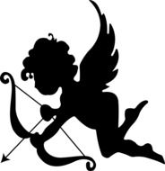 black silhouette of an angel with arrow