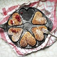 American Pancakes in heart shapes