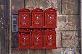 Red mailboxes in Rome in Italy