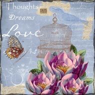 postcard with the wishes thoughts dreams love