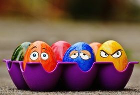 colorful easter smiling eggs