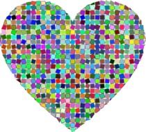 isolated rainbow mosaic heart