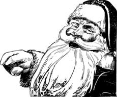 black and white portrait of Santa Claus