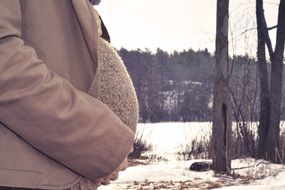 a big belly in a pregnant girl