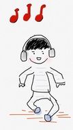 dancer in headphones as a graphic illustration