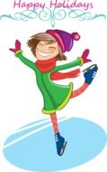 happy holidays, girl skating drawing
