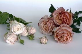 two bouquets of pastel roses