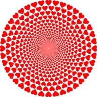 circle with small red hearts as background