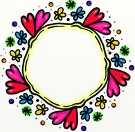 round frame with hearts drawing