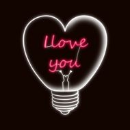 i love you, light bulb with heart and love confession