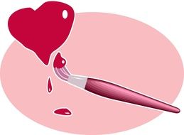 painted brush and pink heart