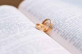 gold rings on an open book