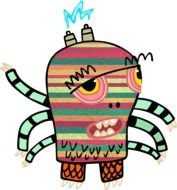 drawn striped monster