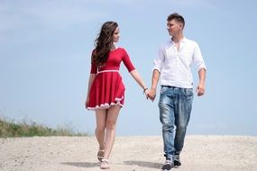 happy loving couple on the beach