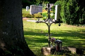 metal cross in the cemetery