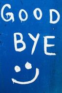 inscription goodbye on blue background