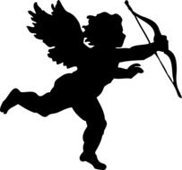 silhouette of a cherub with an arrow