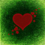 green background with red heart