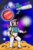 Astronaut Space Planet Kids drawing