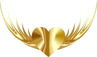 golden heart with wings on a white background