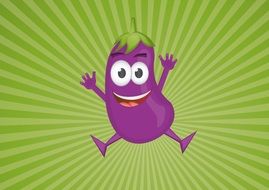 painted happy cartoon eggplant