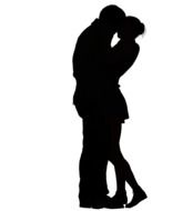 silhouette of hugging couple