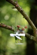 bouquet for a wedding on a tree on blurred background