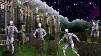 Graveyard on Halloween clipart