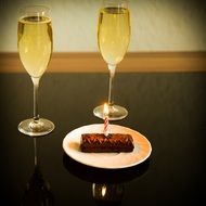 glasses with champagne on the table for a birthday