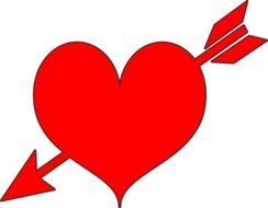 red heart with an arrow on a white background