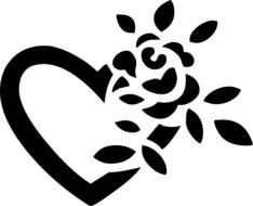 silhouette of the heart with a flower