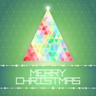 Christmas tree in colorful crystals on a postcard