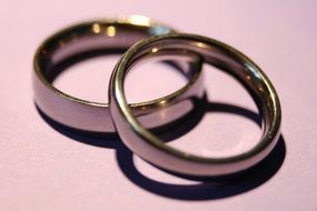 two wedding rings on the table