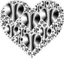 metallic hearts in the shape of a heart