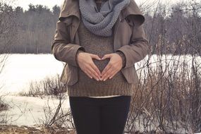 pregnant woman in winter day