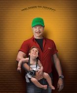 ironic photo of dad with a child