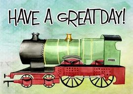 greeting card with vintage locomotive