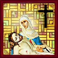 image of the grieving mother Mary and Jesus