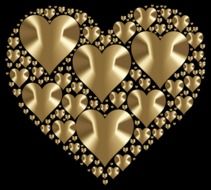 golden hearts in the shape of a heart