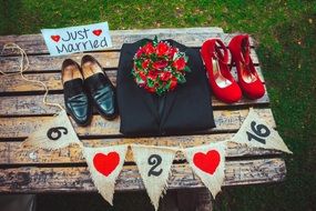 shoes of bride and groom