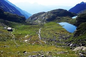 scenic landscape, mountains and lake, italy, Tyrol