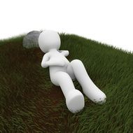 abstract person relaxing on grass, rendering