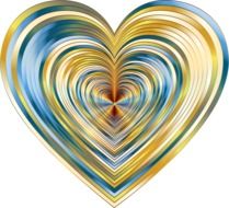 yelloe blue metallic heart