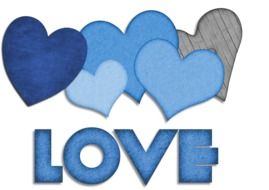 painted blue hearts and an inscription love