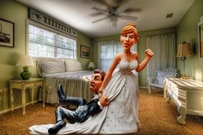 caricature of wedding night