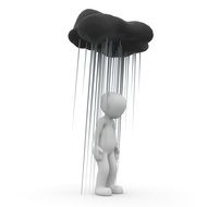 figure under a thunderstorm rain