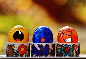 three multicolored easter eggs