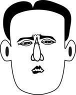 painted man portrait with a sour face