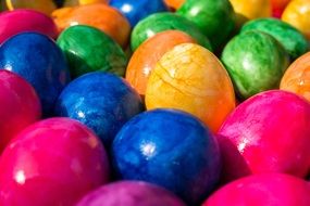 Easter shiny eggs in the light