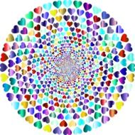 colorful chromatic hearts in the shape of a circle